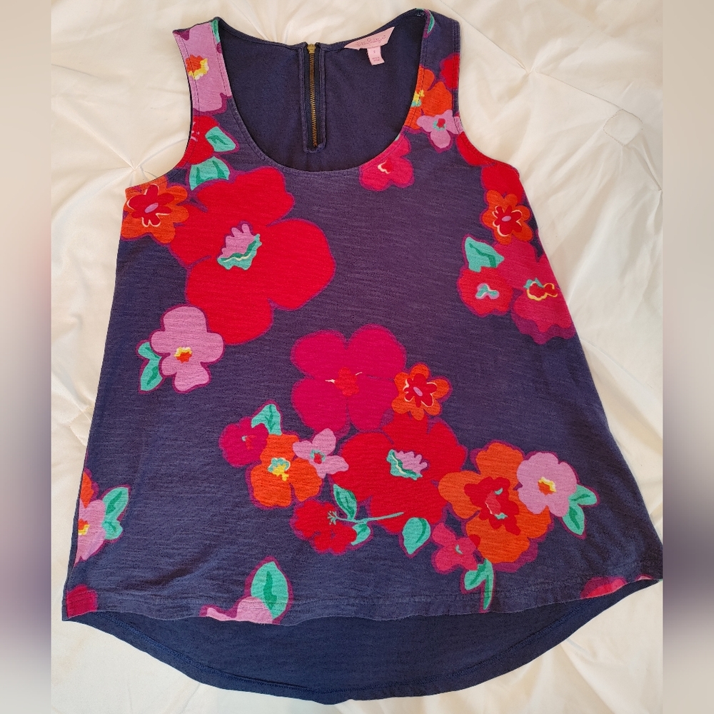 Lilly Pulitzer 2012 Print Tank with Zip Back, Navy S - Picture 1 of 10